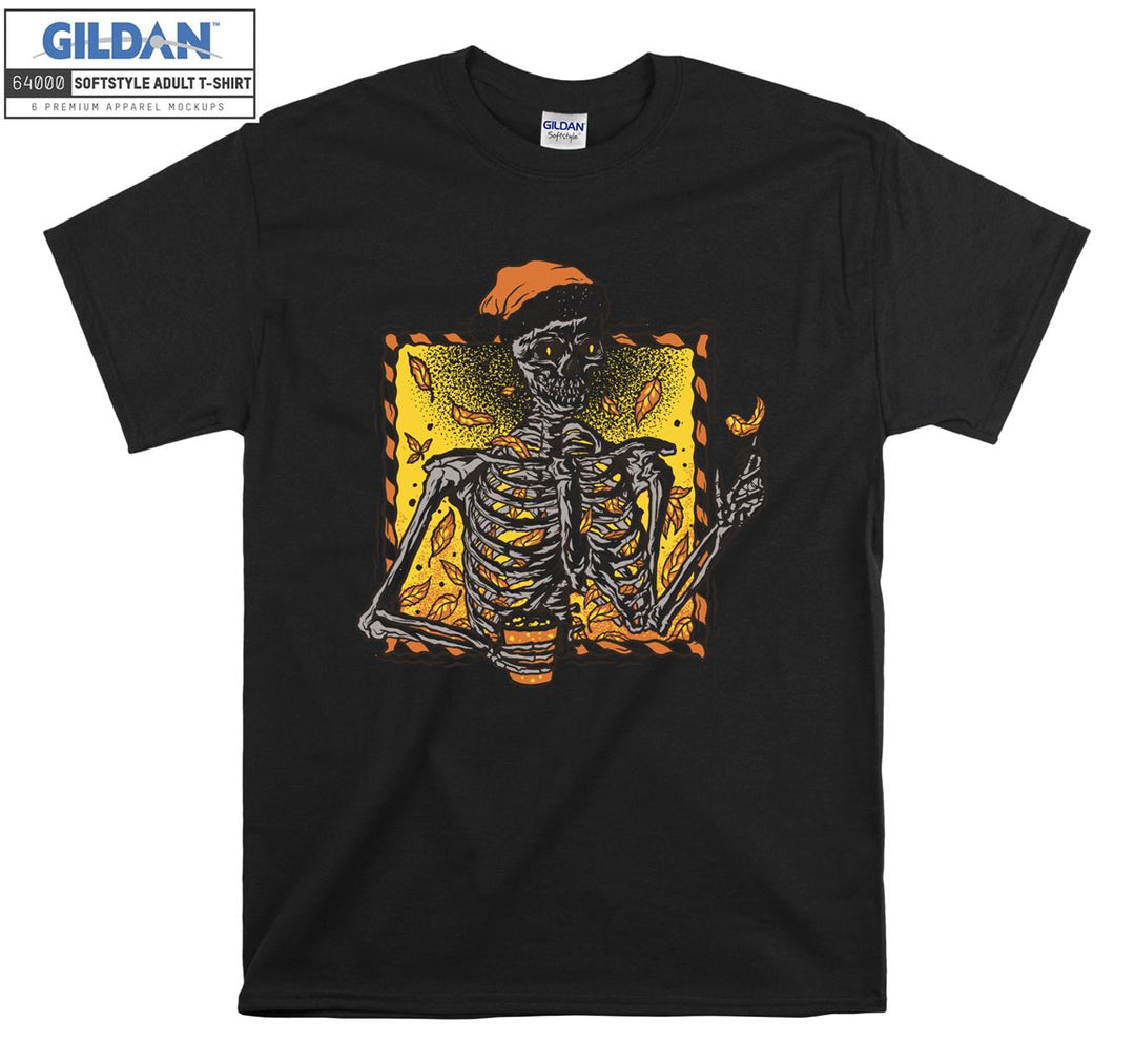 Horror skeleton drink figure T-shirt