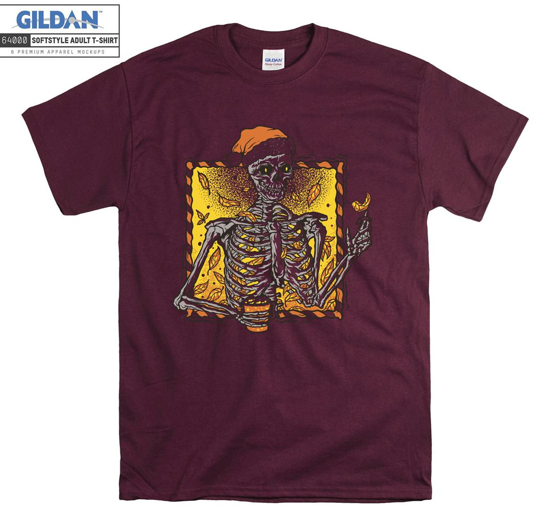 Horror skeleton drink figure T-shirt