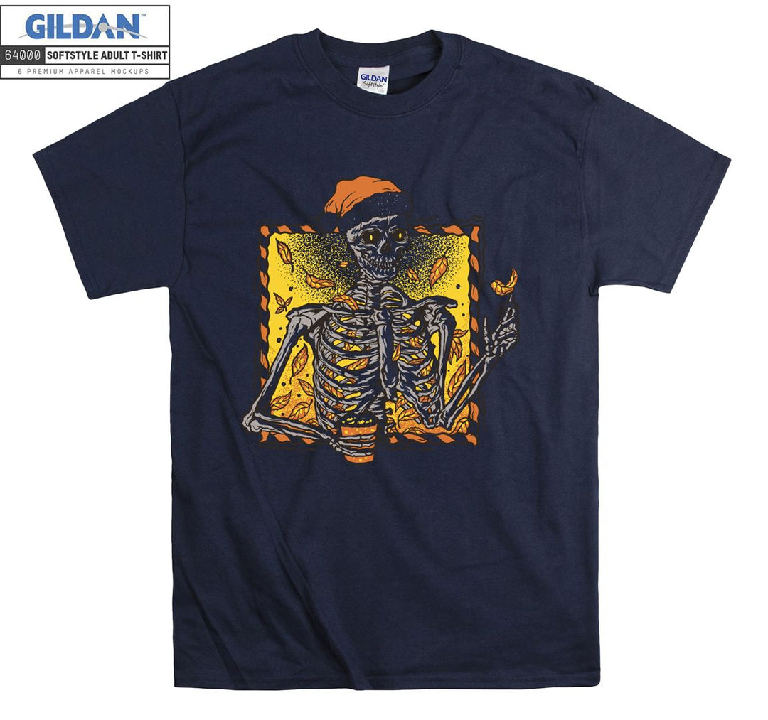 Horror skeleton drink figure T-shirt