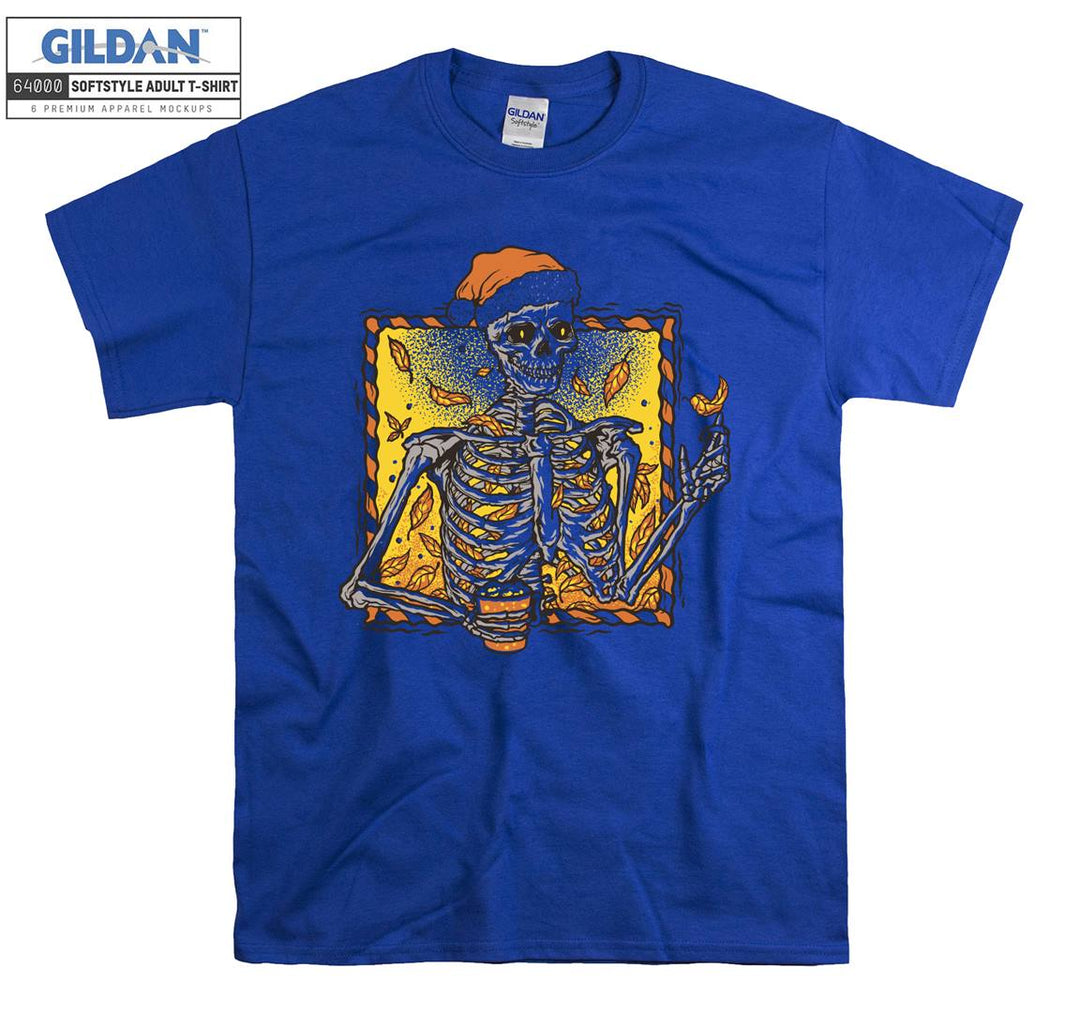 Horror skeleton drink figure T-shirt