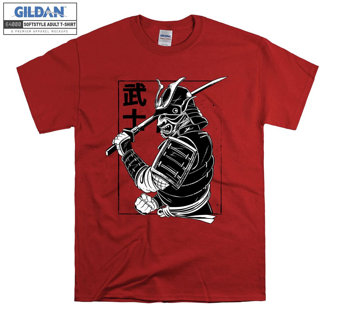 Samurai black and white figure T-shirt