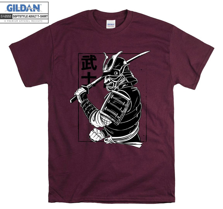 Samurai black and white figure T-shirt