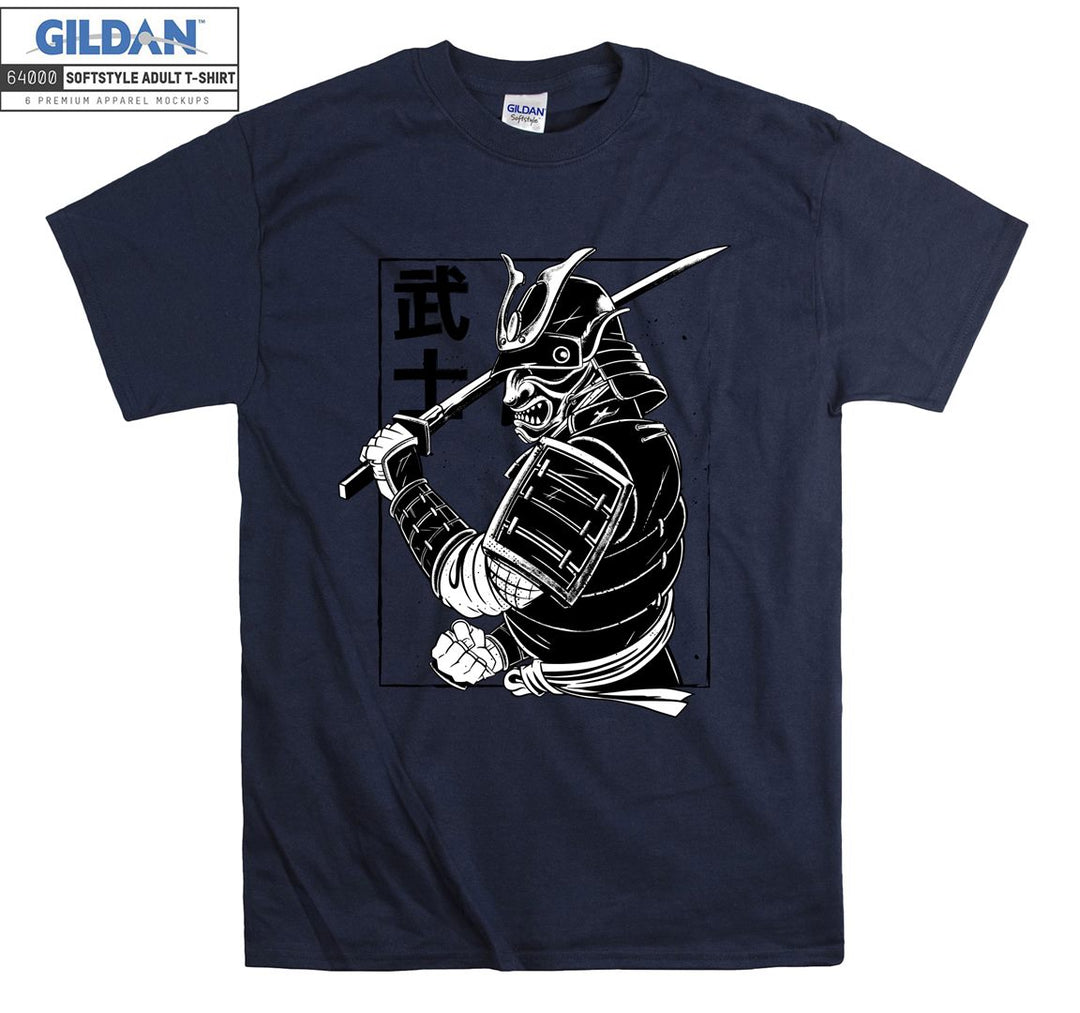 Samurai black and white figure T-shirt