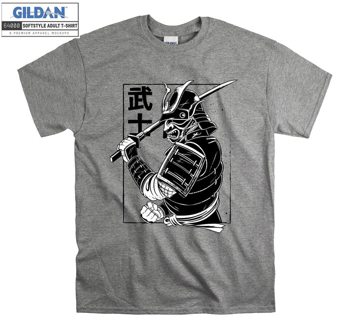 Samurai black and white figure T-shirt