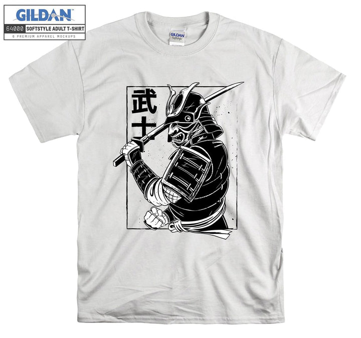 Samurai black and white figure T-shirt