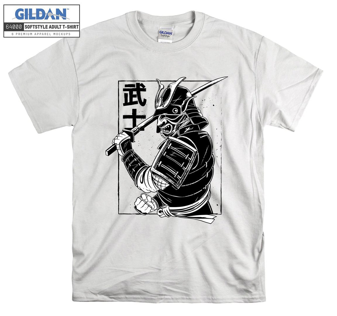 Samurai black and white figure T-shirt