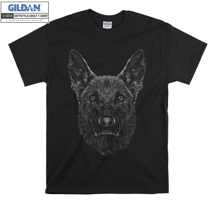 Cool black dog face figure T-shirt