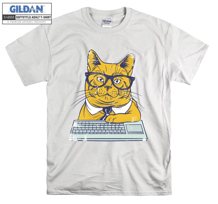 Geek Cat Study Work T-shirt