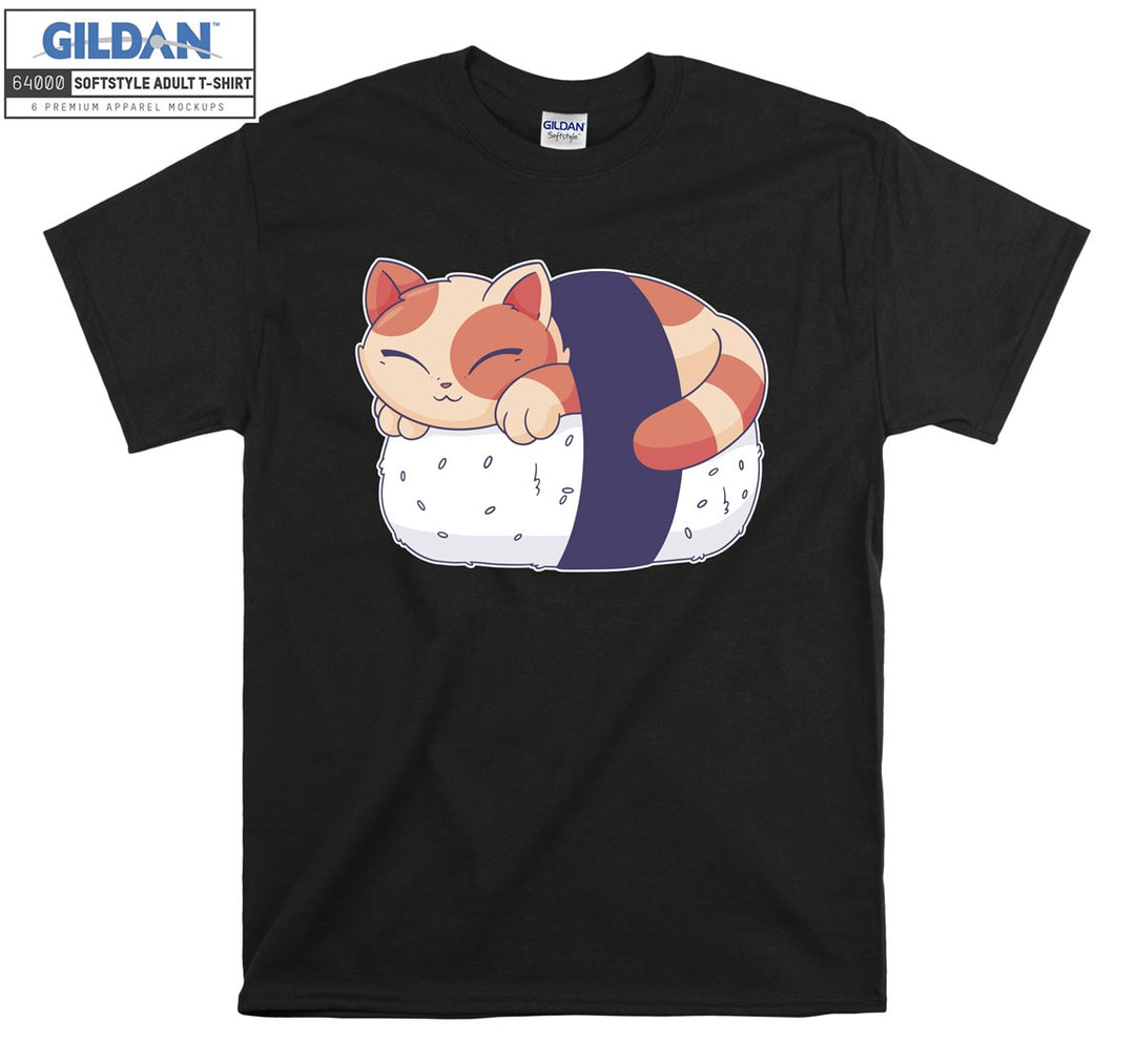 Sushi Cat Sleeping Funny Japanese T-shirt