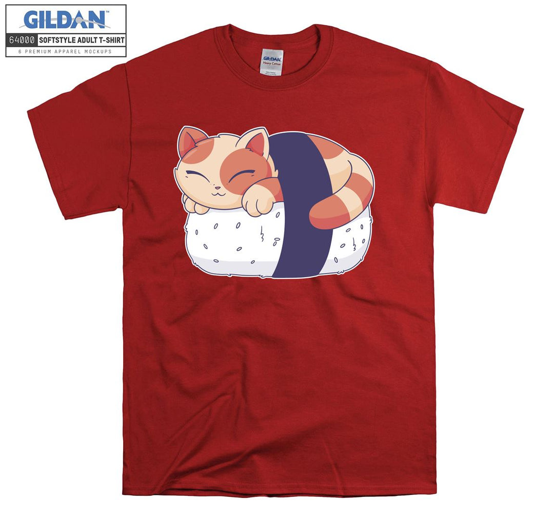 Sushi Cat Sleeping Funny Japanese T-shirt