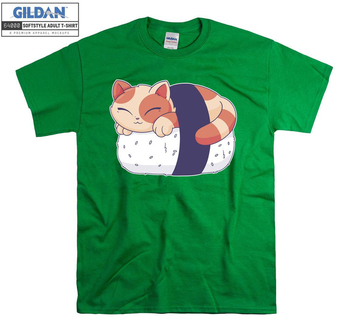 Sushi Cat Sleeping Funny Japanese T-shirt