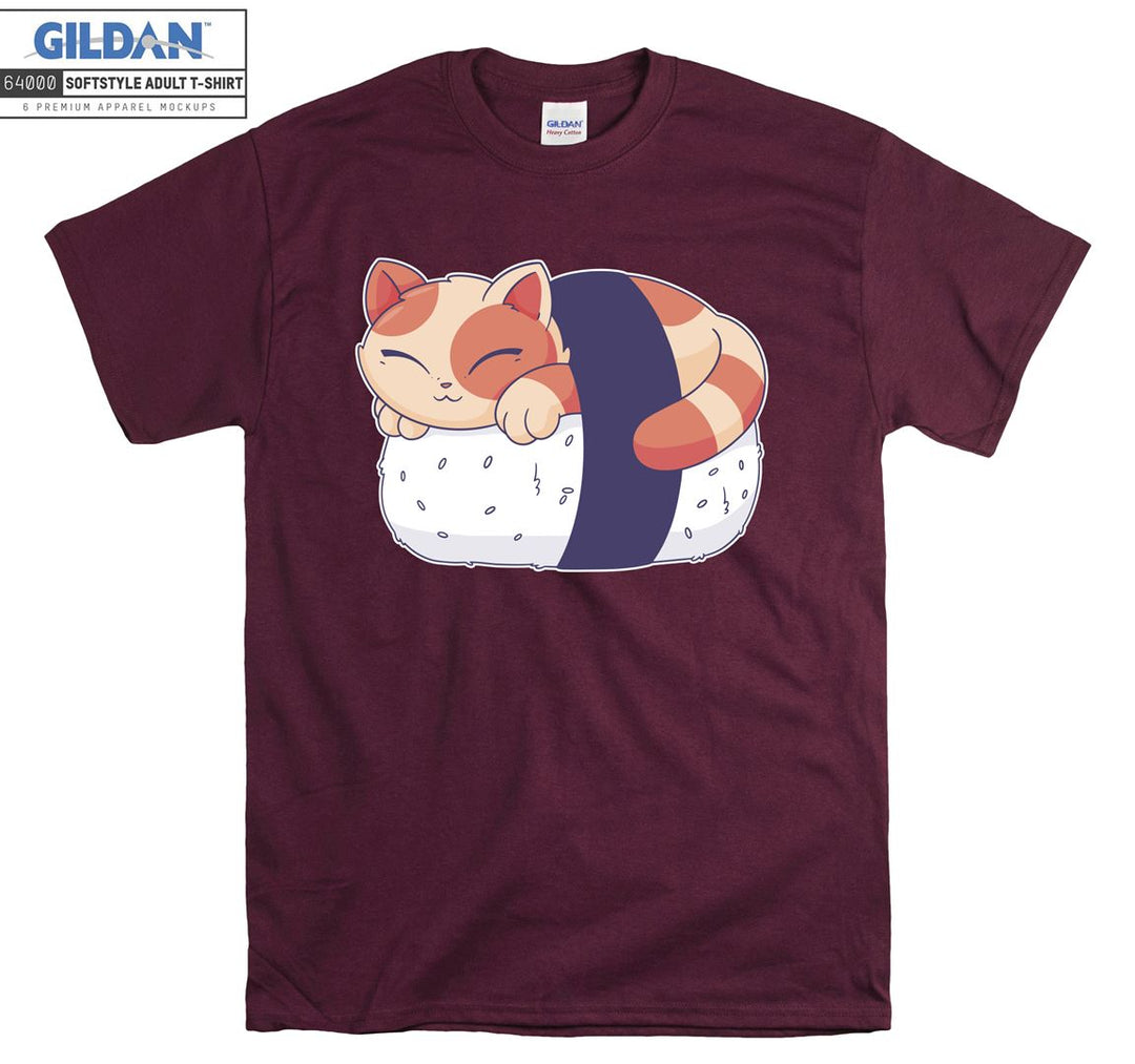 Sushi Cat Sleeping Funny Japanese T-shirt