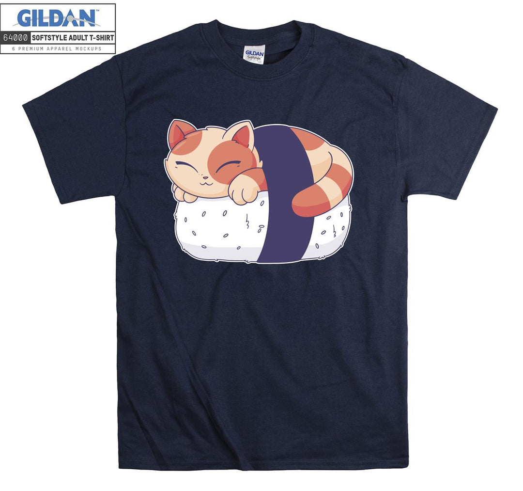 Sushi Cat Sleeping Funny Japanese T-shirt