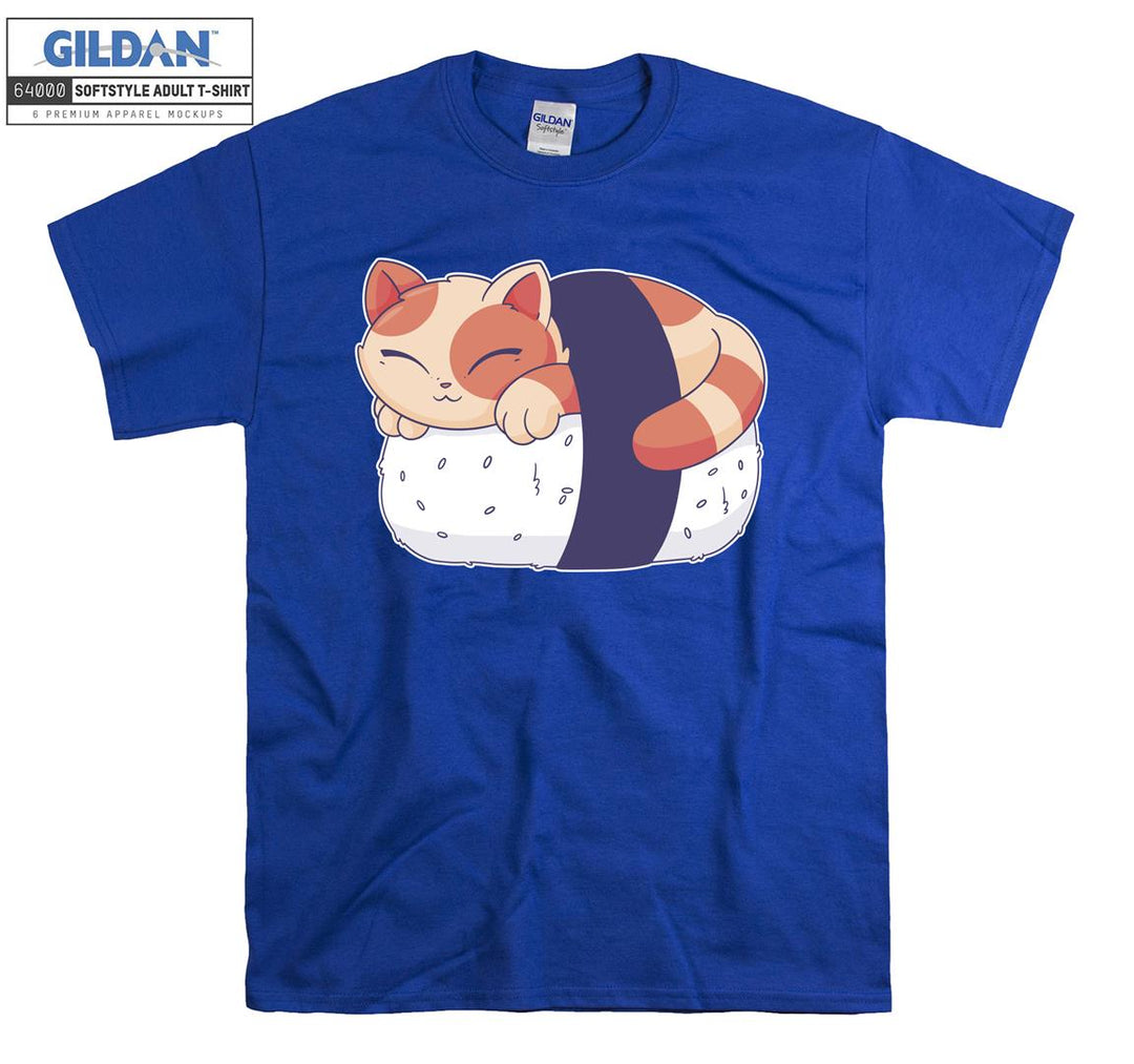 Sushi Cat Sleeping Funny Japanese T-shirt