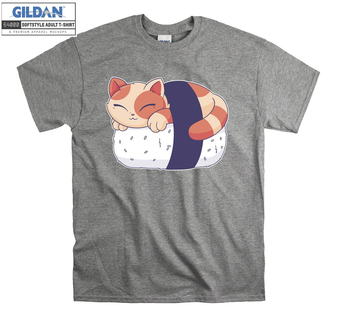 Sushi Cat Sleeping Funny Japanese T-shirt