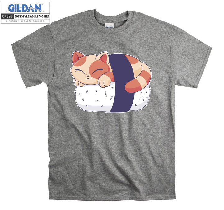 Sushi Cat Sleeping Funny Japanese T-shirt
