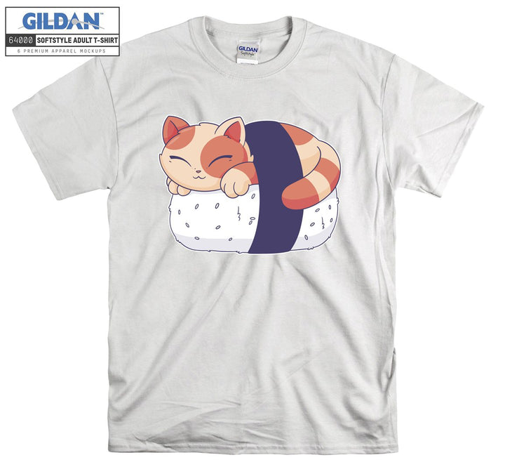 Sushi Cat Sleeping Funny Japanese T-shirt