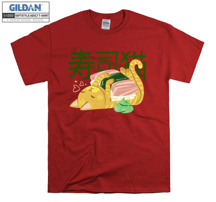 Japanese Food Cat Sushi Playing T-shirt