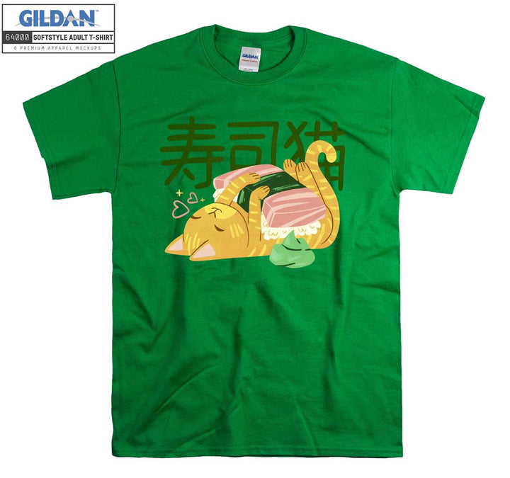 Japanese Food Cat Sushi Playing T-shirt