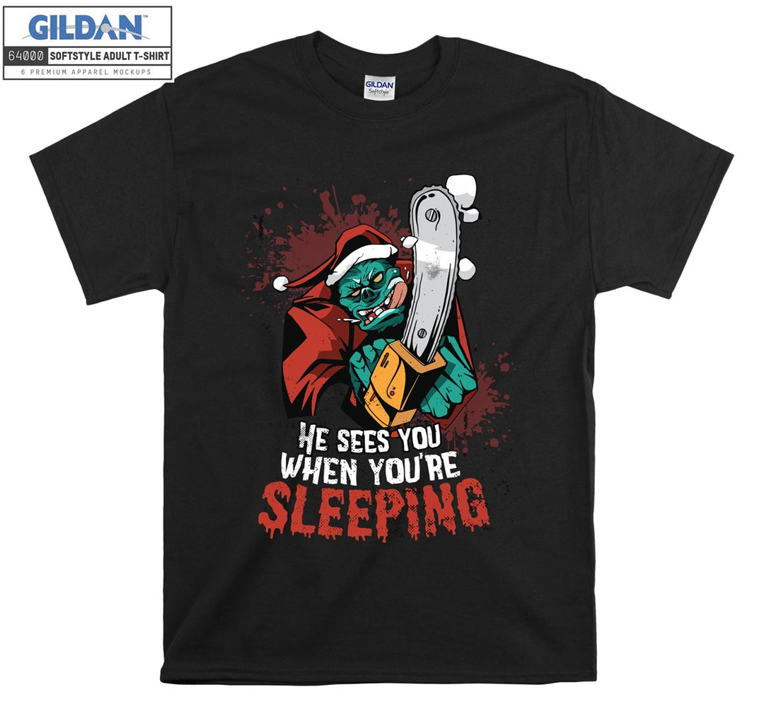 He sees you when you're sleeping figure T-shirt