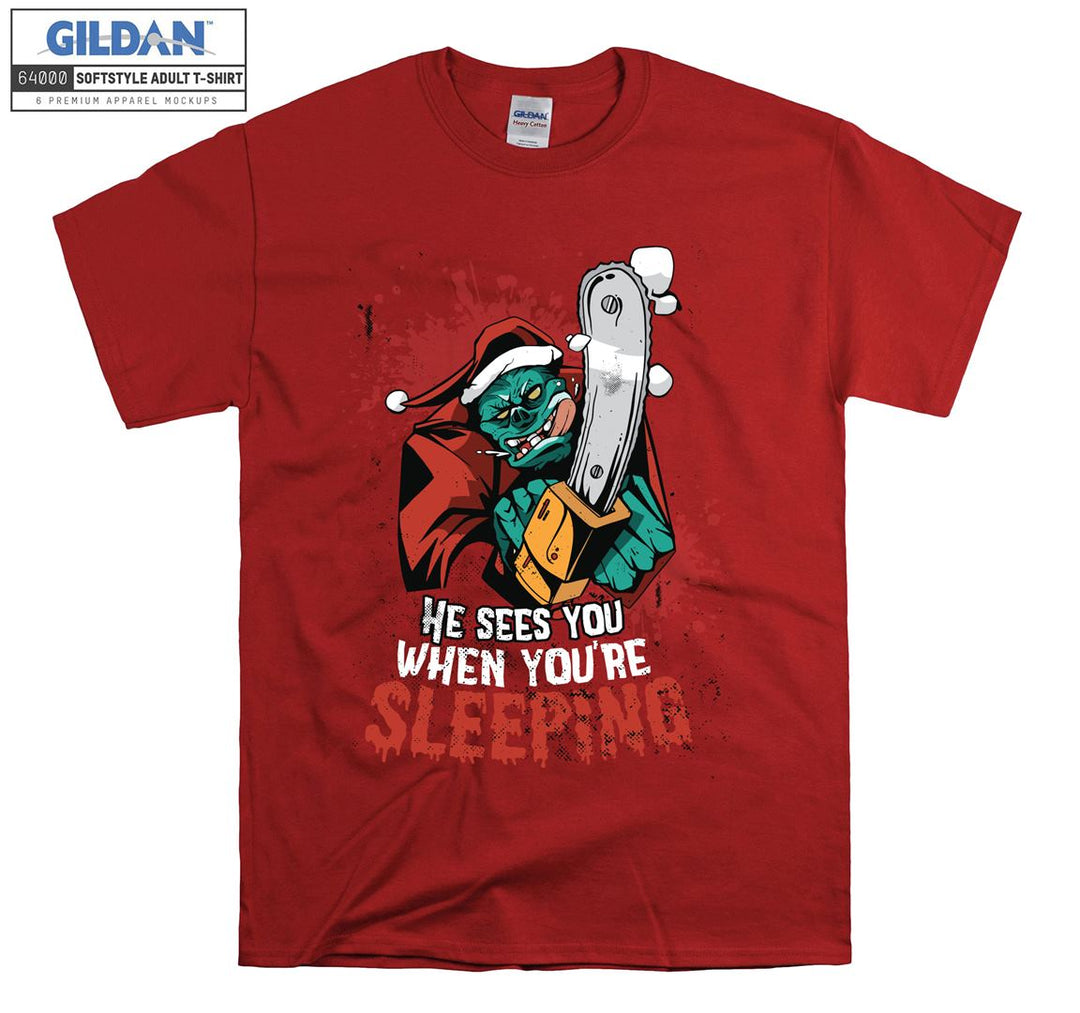 He sees you when you're sleeping figure T-shirt