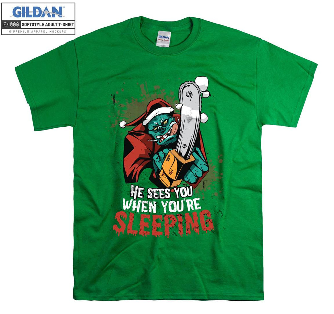 He sees you when you're sleeping figure T-shirt