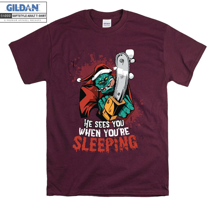 He sees you when you're sleeping figure T-shirt