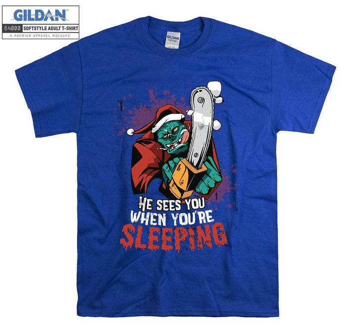 He sees you when you're sleeping figure T-shirt