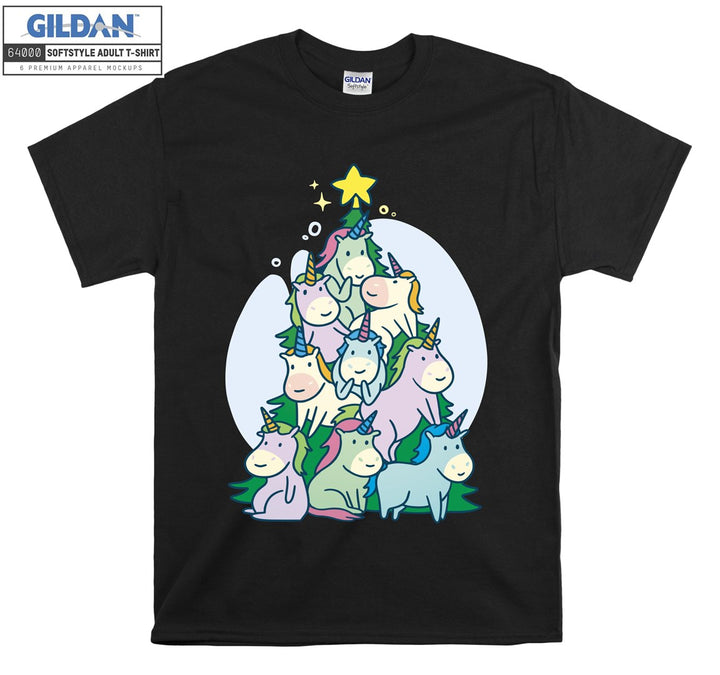 Cute Cartoon Animal Christmas Tree T-shirt