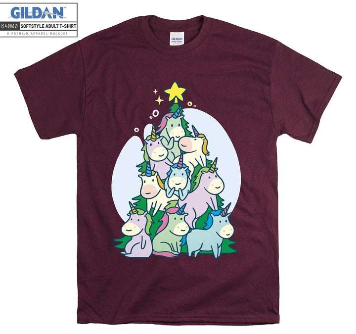 Cute Cartoon Animal Christmas Tree T-shirt