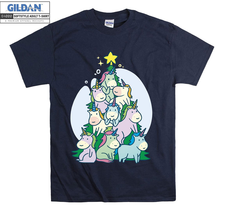 Cute Cartoon Animal Christmas Tree T-shirt