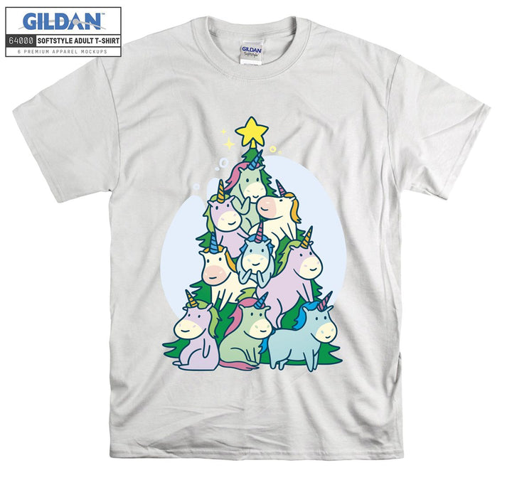 Cute Cartoon Animal Christmas Tree T-shirt