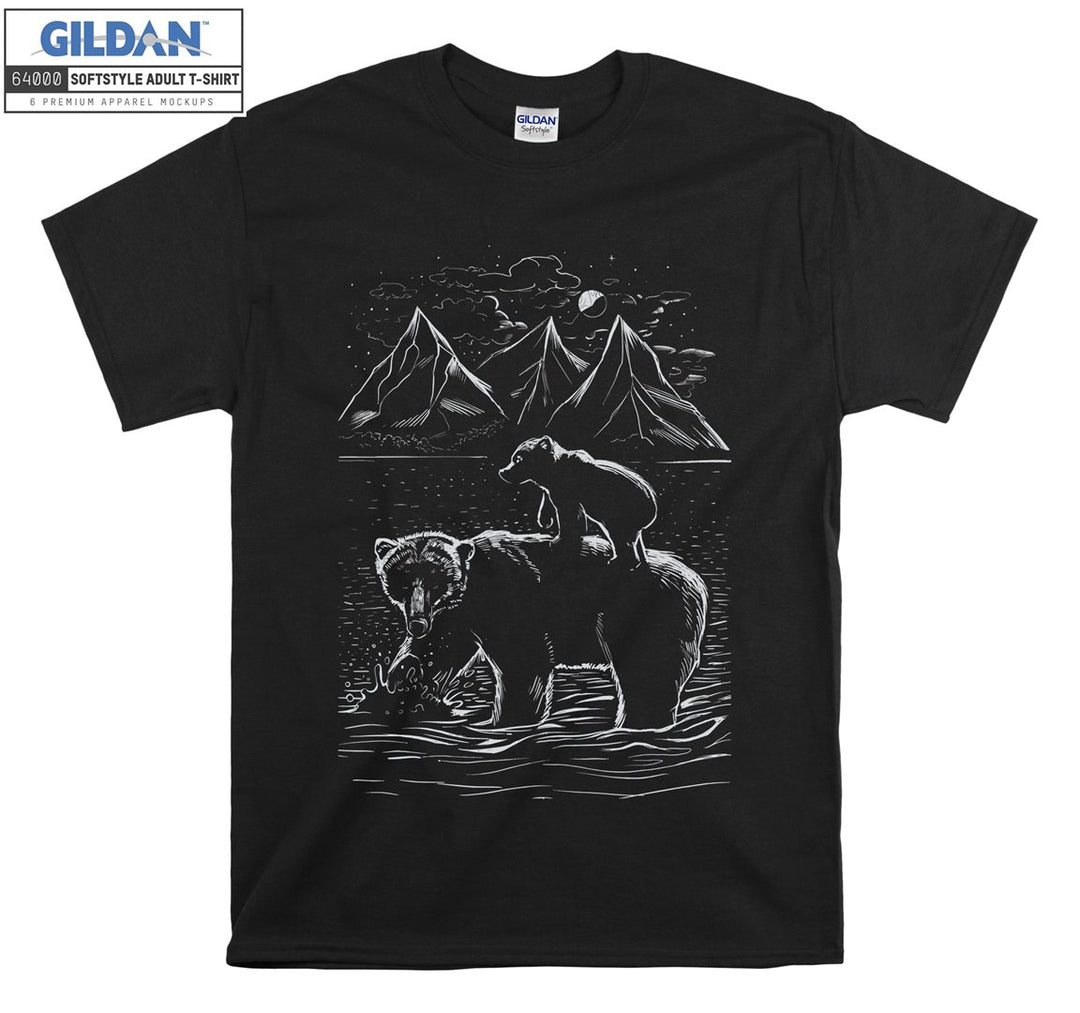 Natural Bear Poster with Mountain Scene T-shirt