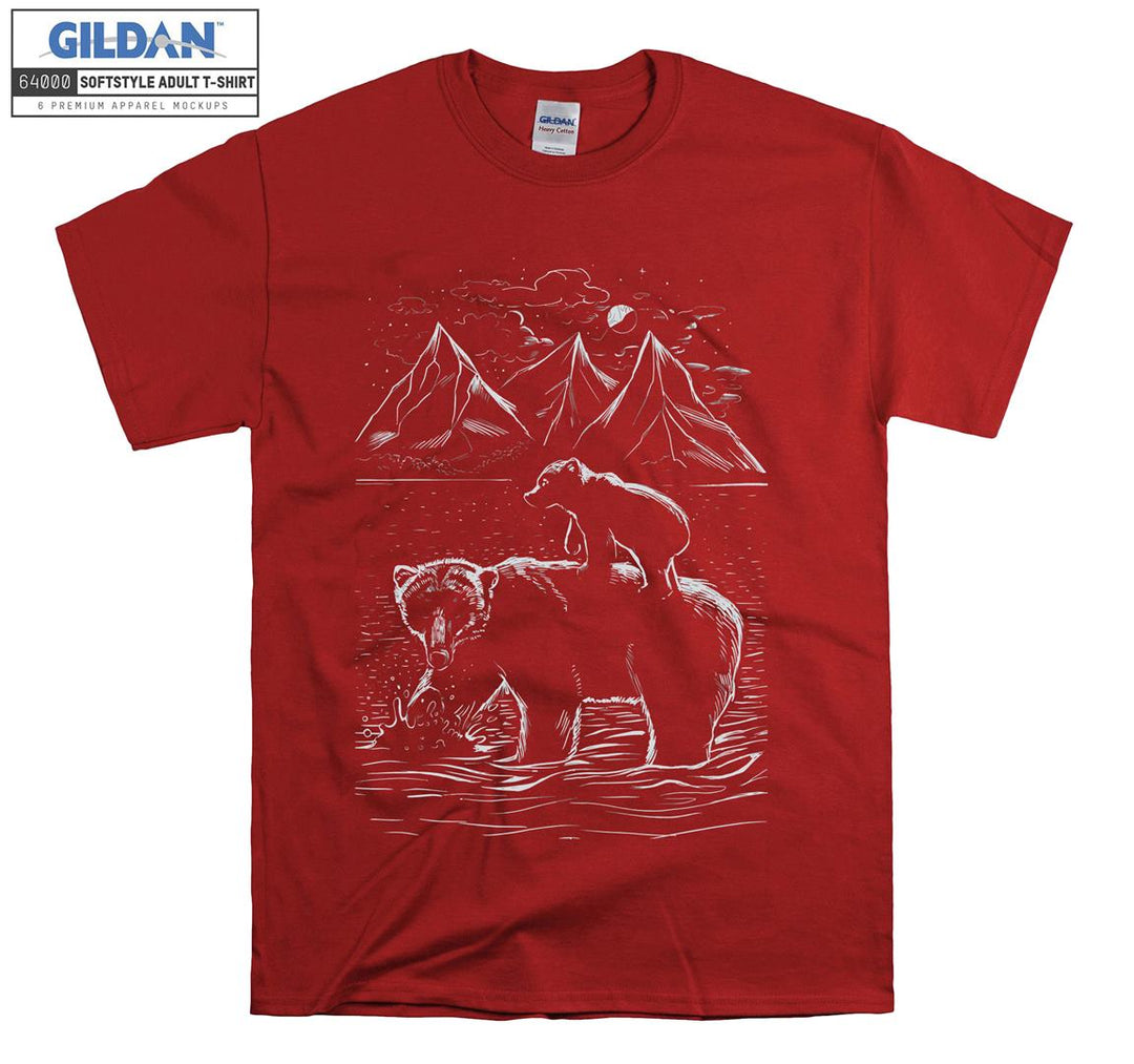 Natural Bear Poster with Mountain Scene T-shirt