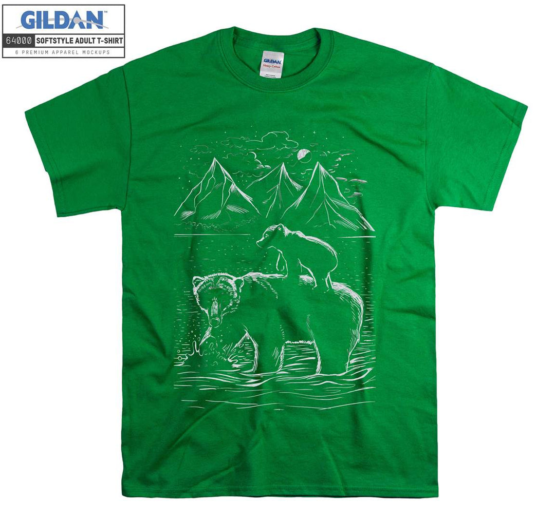 Natural Bear Poster with Mountain Scene T-shirt