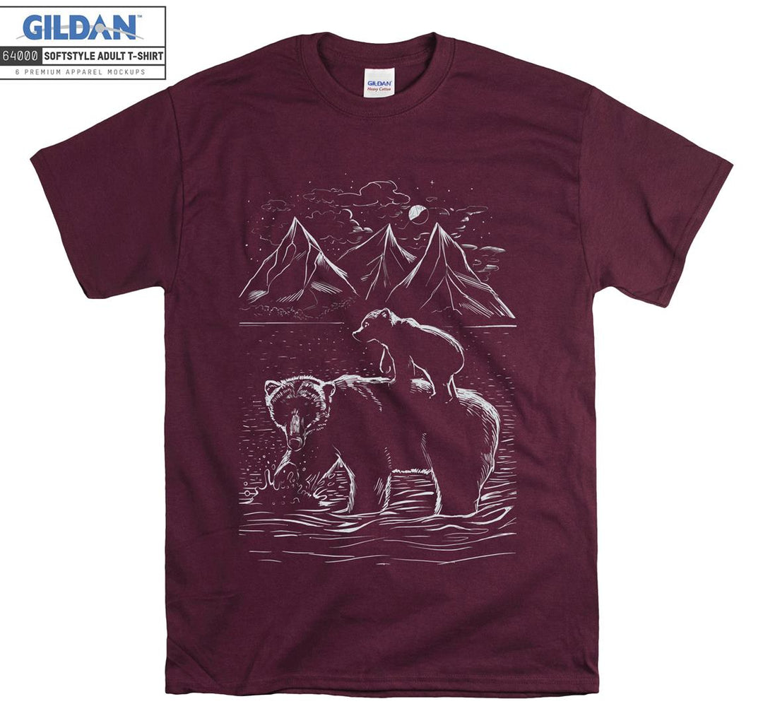 Natural Bear Poster with Mountain Scene T-shirt