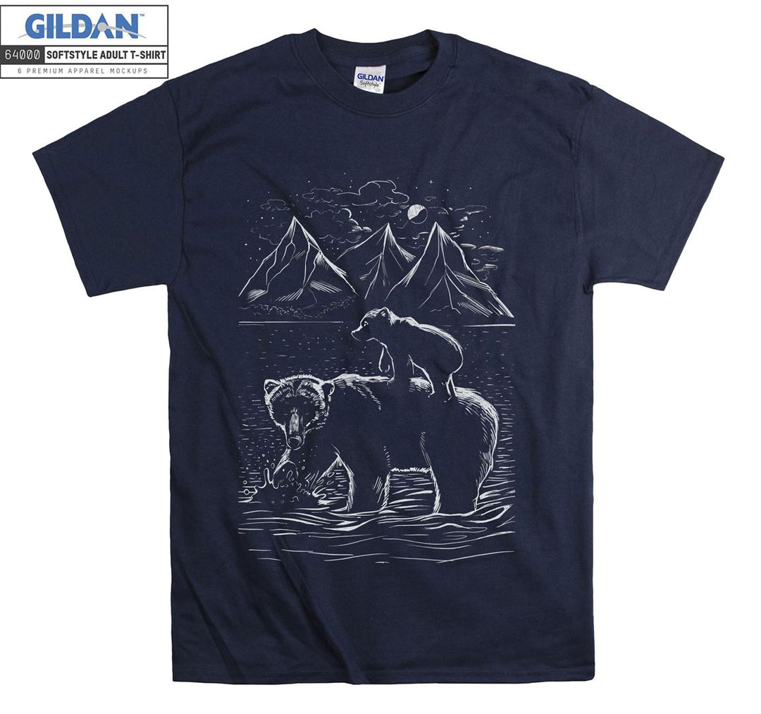 Natural Bear Poster with Mountain Scene T-shirt