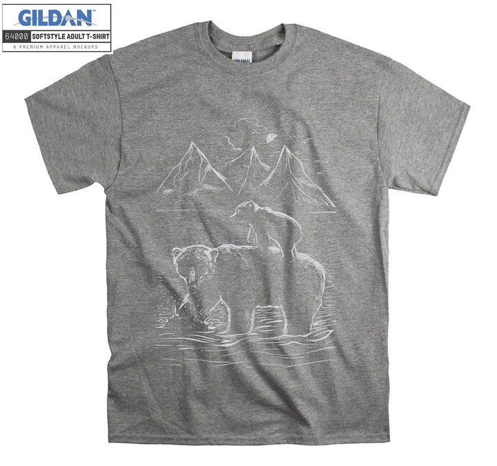 Natural Bear Poster with Mountain Scene T-shirt