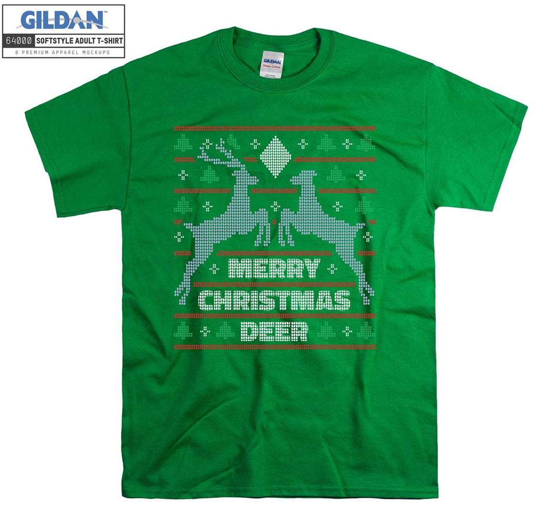 merry christmas deer figure T-shirt