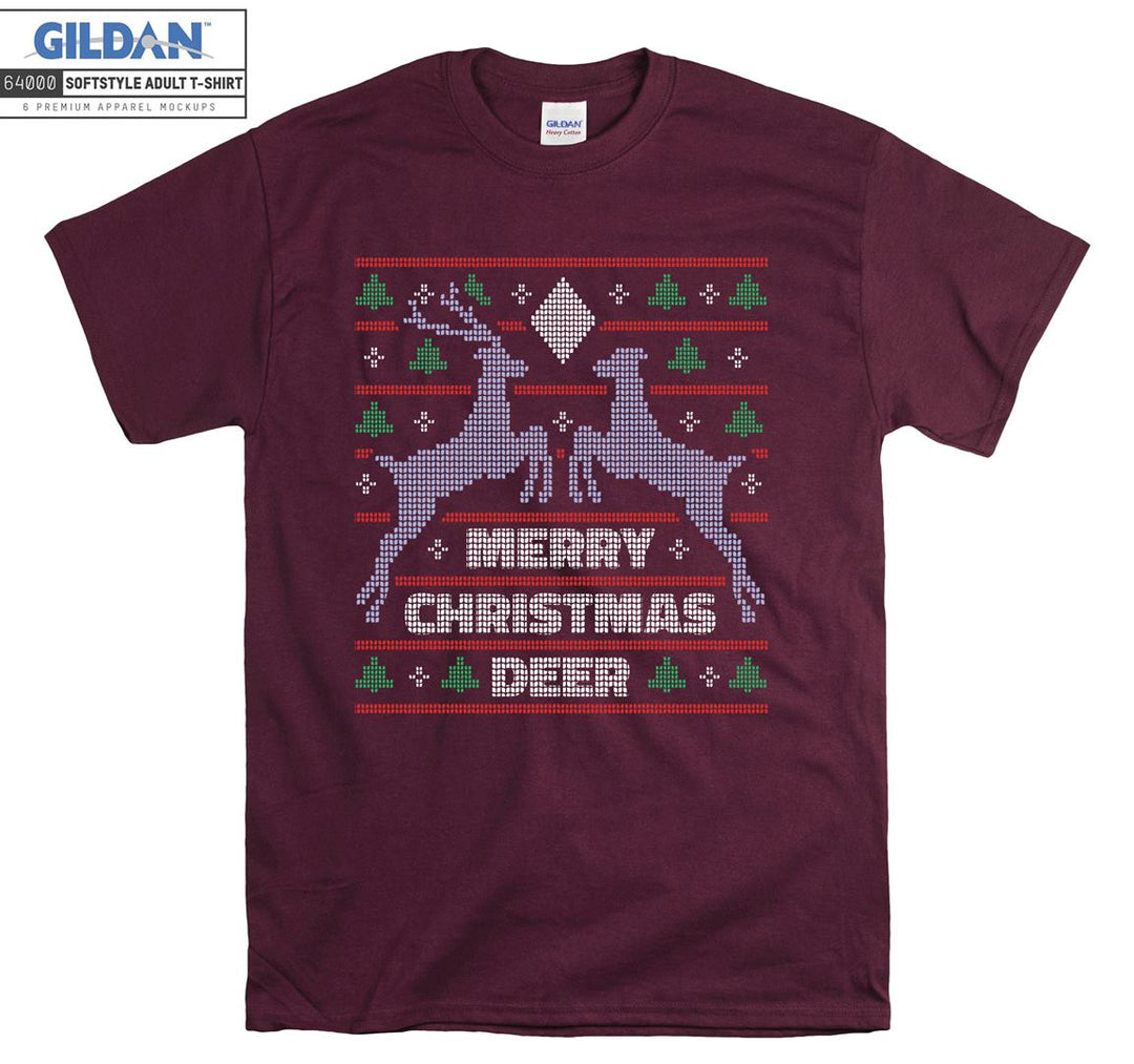 merry christmas deer figure T-shirt