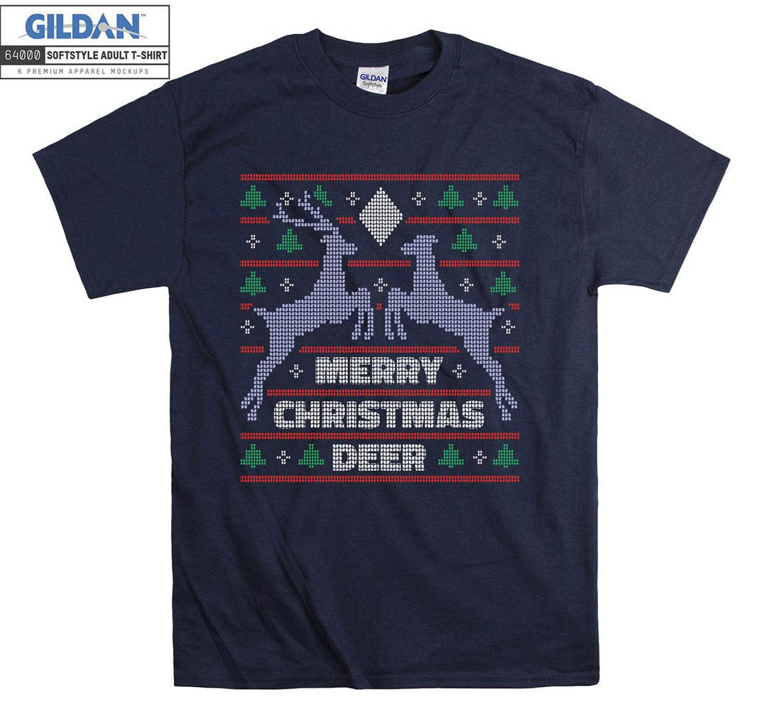 merry christmas deer figure T-shirt