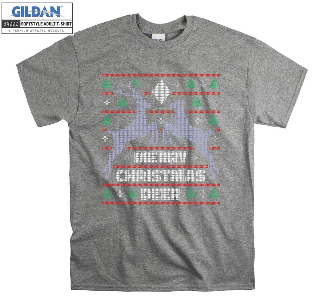 merry christmas deer figure T-shirt