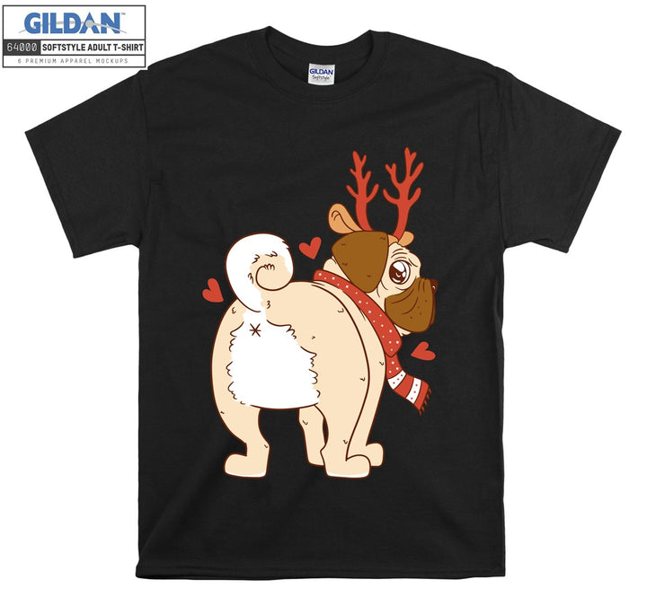 Alone cartoon dog christmas figure T-shirt