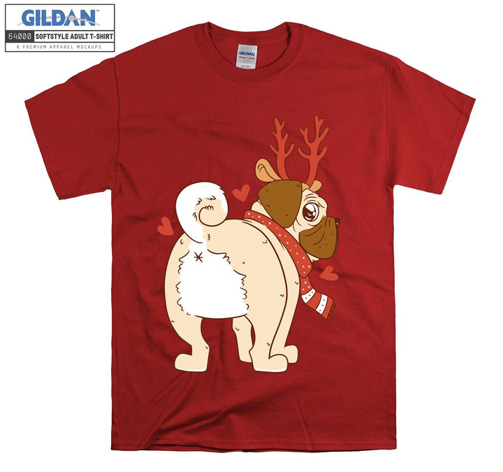 Alone cartoon dog christmas figure T-shirt