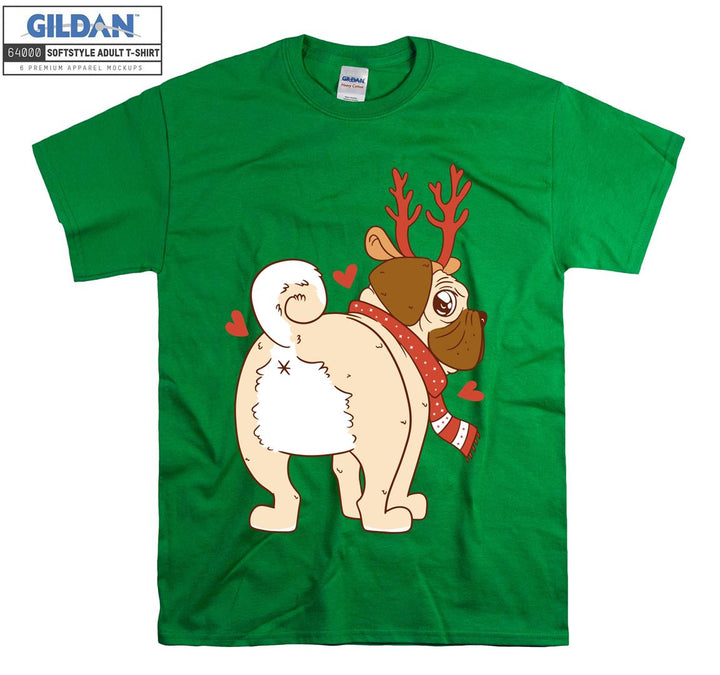 Alone cartoon dog christmas figure T-shirt