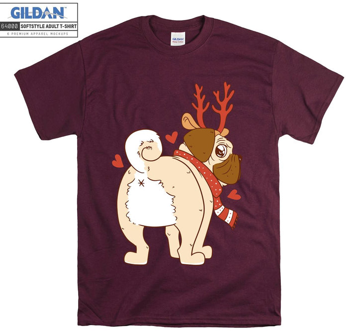 Alone cartoon dog christmas figure T-shirt