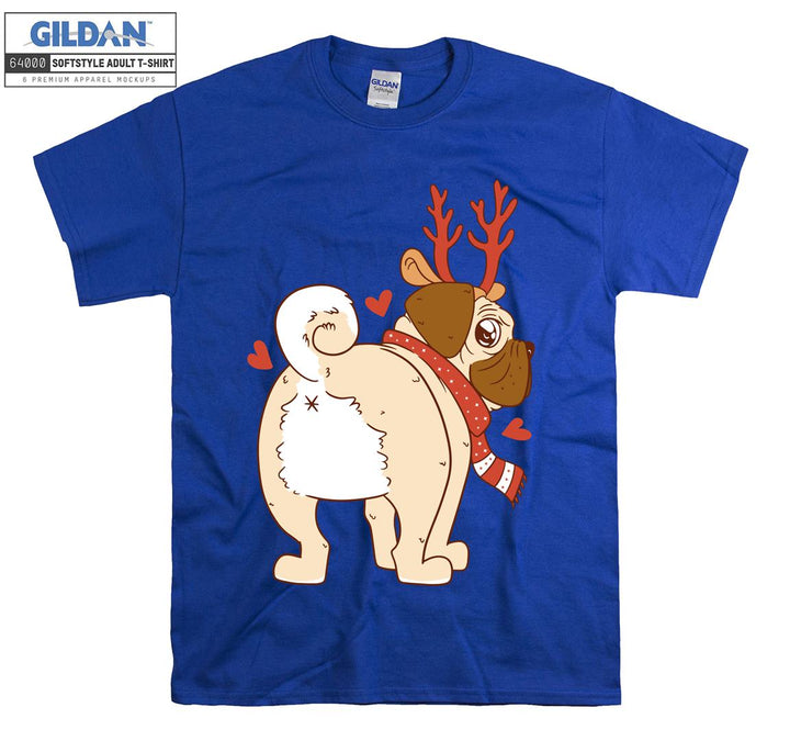 Alone cartoon dog christmas figure T-shirt