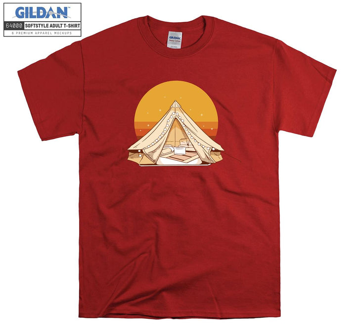 Camping Tent With Sunset  T-shirt