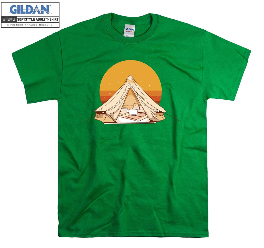 Camping Tent With Sunset  T-shirt