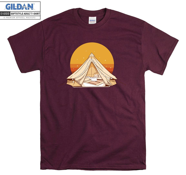 Camping Tent With Sunset  T-shirt